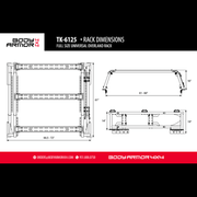 Image showing the specifications of the universal full size rack from body armor 4x4