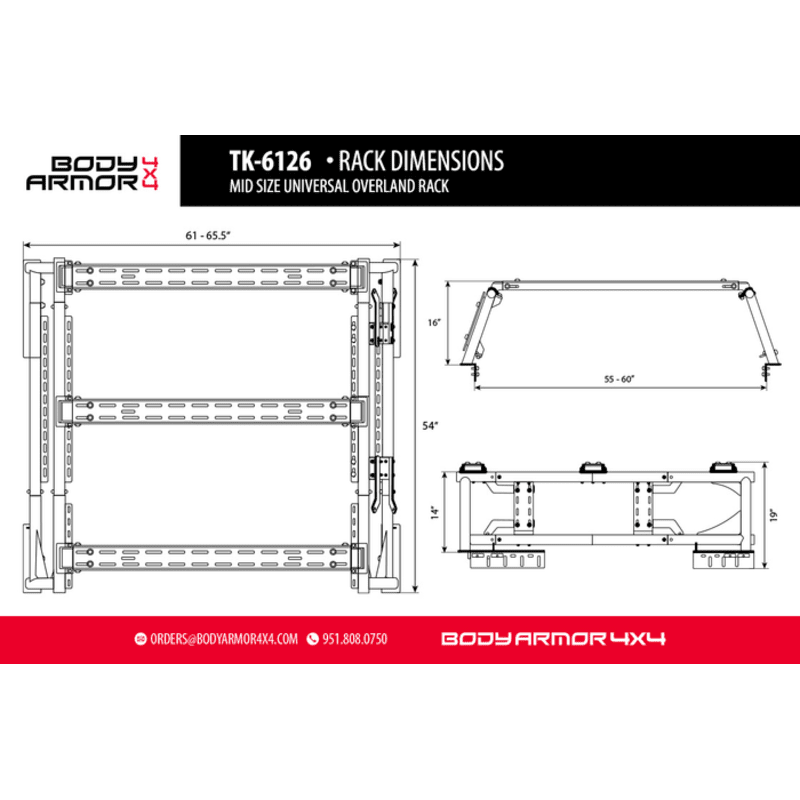 Body Armor 4x4 Universal Mid-Size Overland Rack