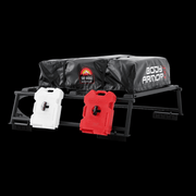 Body armor 4x4 universal rack with a rooftop tent and rotopax panels installed