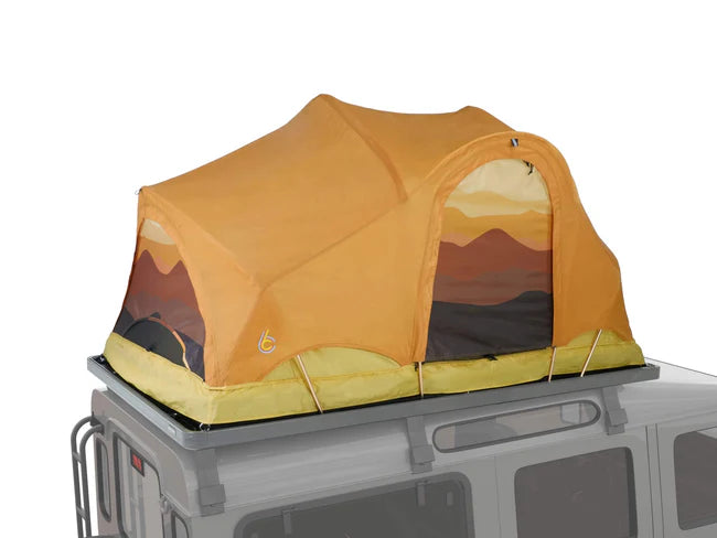 C6 Rev Rack Tent Desert Color view over Defender