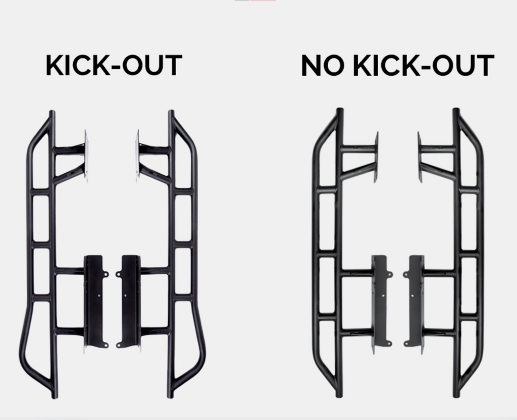 Cali Raised LED Step Edition Rock Sliders For Toyota Tacoma 2005+ difference between kick out and no kick out option