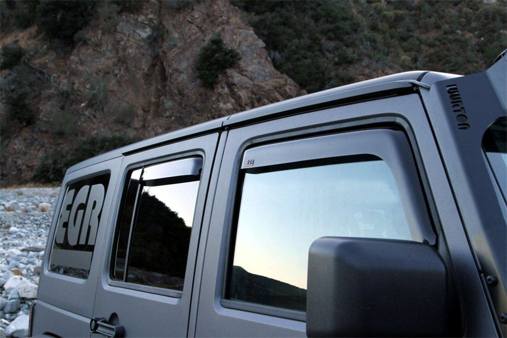 Image showing EGR In-Channel Window Visors Mounted on Jeep Wrangler JK