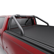 Red Chevy with Sport Bars from rear closeup