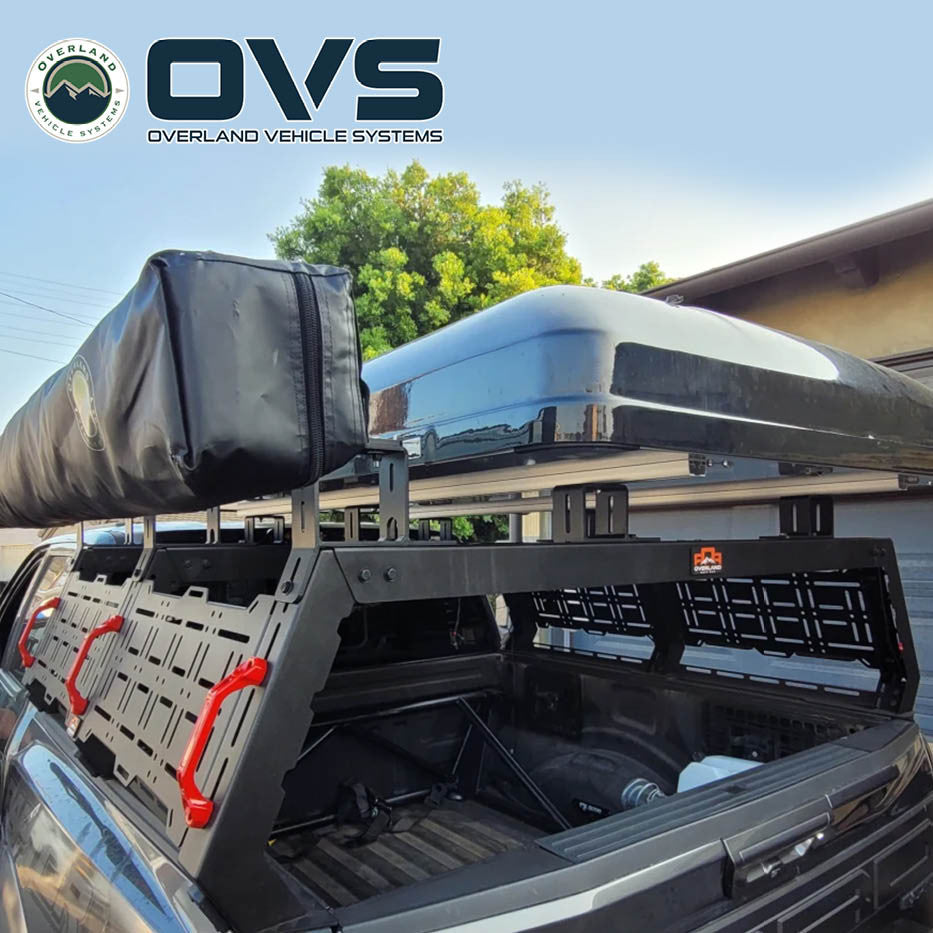 Ruff Rax 2021-2026 Ford F-150 modular bed rack on truck showing side profile and bed rail mounting