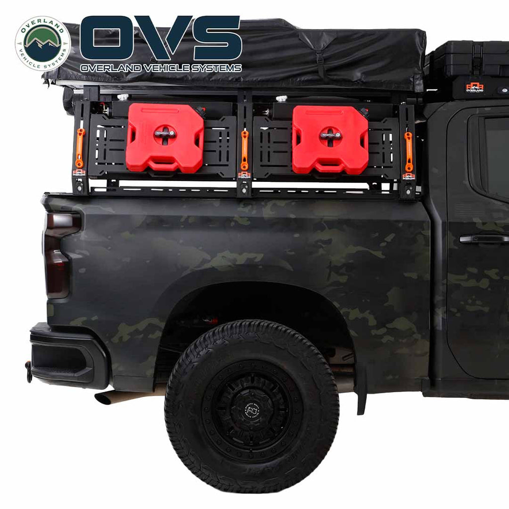 Ruff Rax 2020-2026 Chevy Silverado GMC Sierra 2500 3500 bed rack side profile view on truck