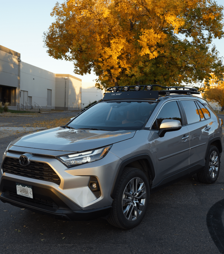 Front view of the stealth gobi rack with sunroof opening mounted on toyota rav4