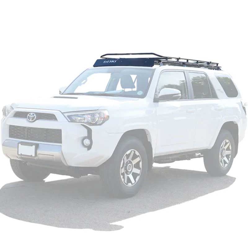 GOBI Stealth Roof Rack for TOYOTA 4Runner 5th Gen. with Sunroof 40” LED Set Up on Top of Car Right Front Side View