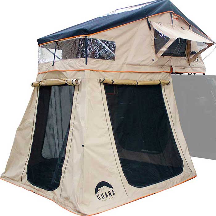 Guana Equipment Wanaka 64" Roof Top Tent With XL Annex Open View