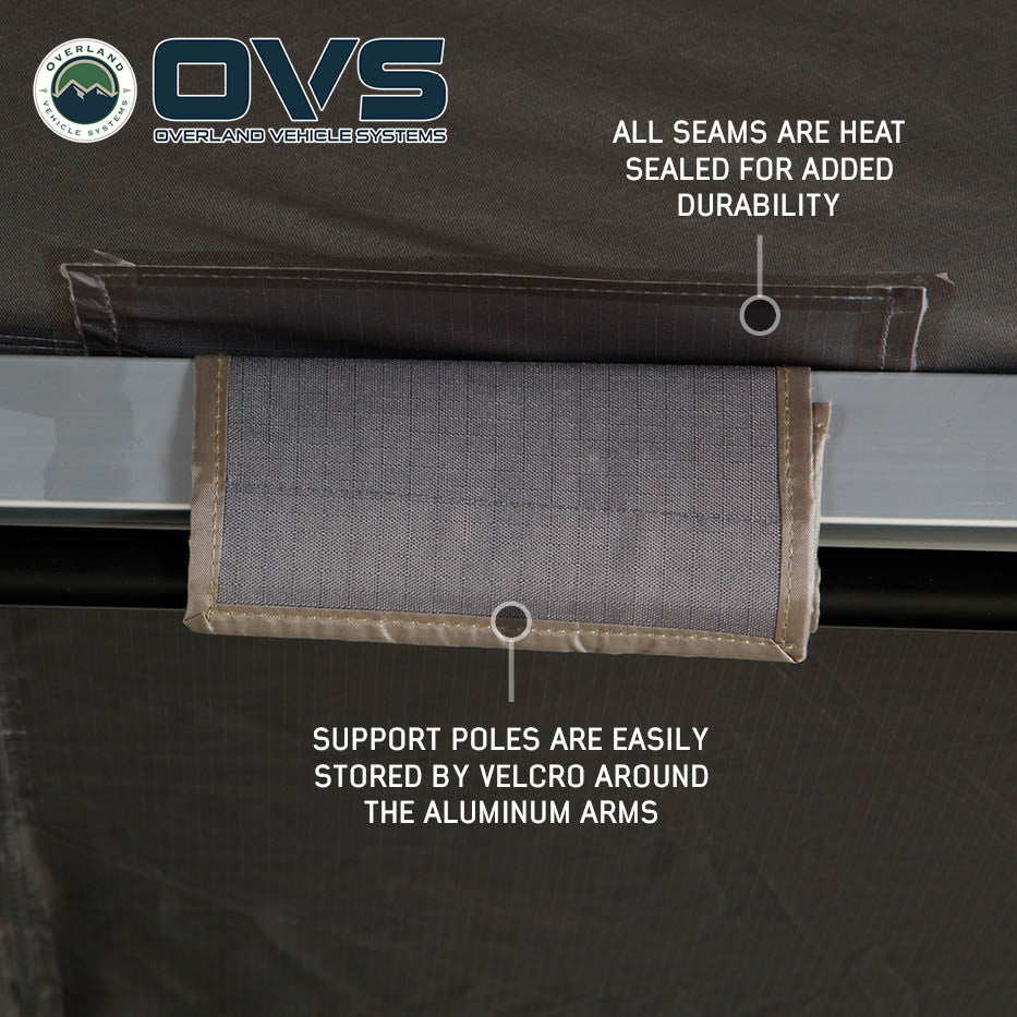 Nomadic 270 LT awning velcro strap securing folded fabric for transit