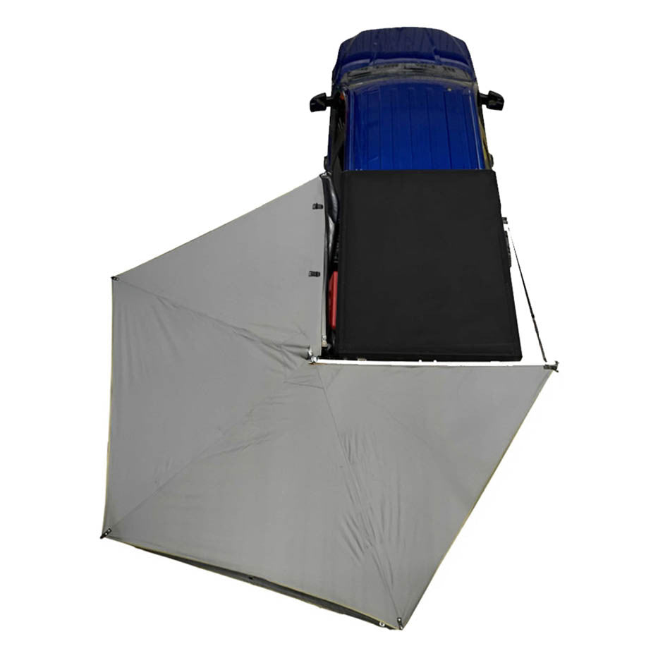 OVS HD Nomadic 270 LT Awning deployed on overland vehicle hero shot