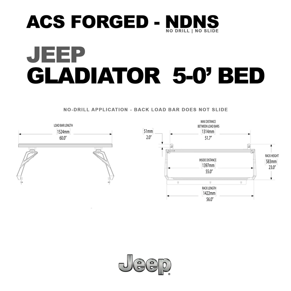 LEITNER DESIGNS ACS FORGED BED RACK - JEEP GLADIATOR (2020-2025)