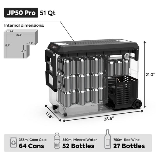 ICECO JP50 Pro 50 liter wheeled portable fridge freezer front view