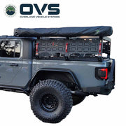 Ruff Rax Gladiator 5 ft bed rack side profile view showing carbon steel upright height and crossbar layout