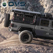 Ruff Rax Gladiator modular bed rack lifestyle view showing full overland setup at camp