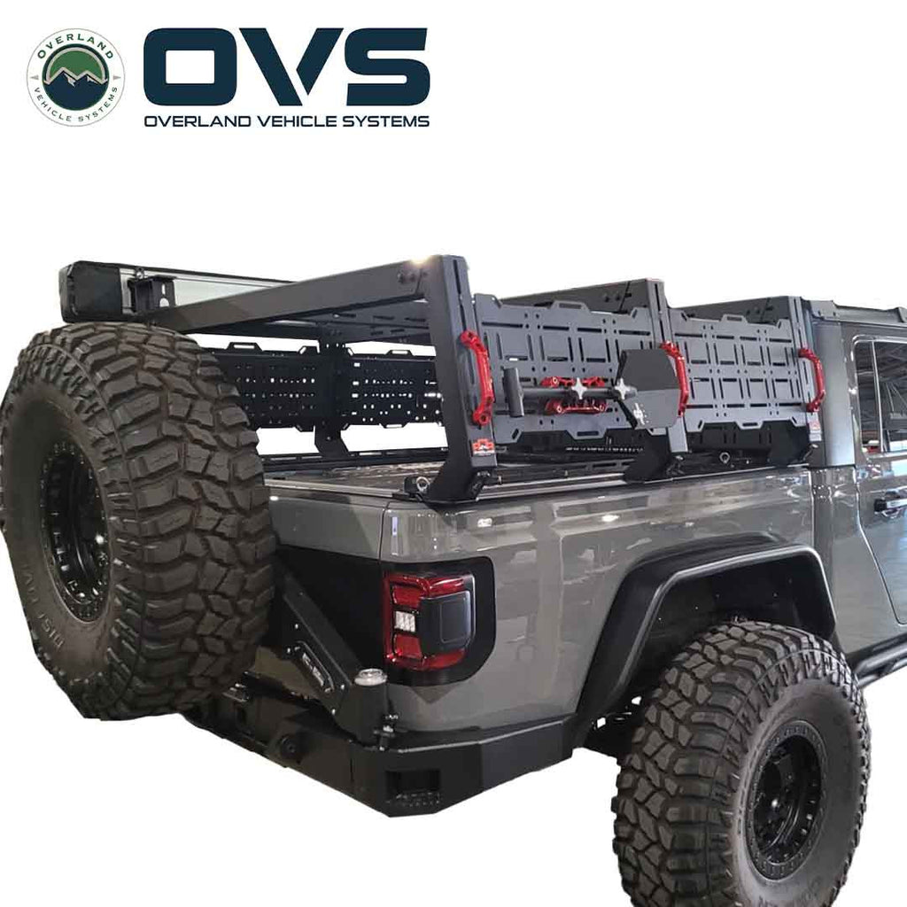Ruff Rax 2018-2026 Jeep Gladiator bed rack lifestyle three-quarter view on trail approach