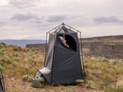 Image showing a woman using the kakadu shower tent