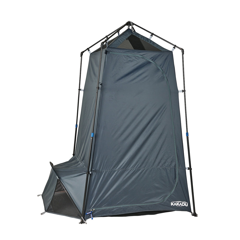 Side view of the kakadu single tent shower