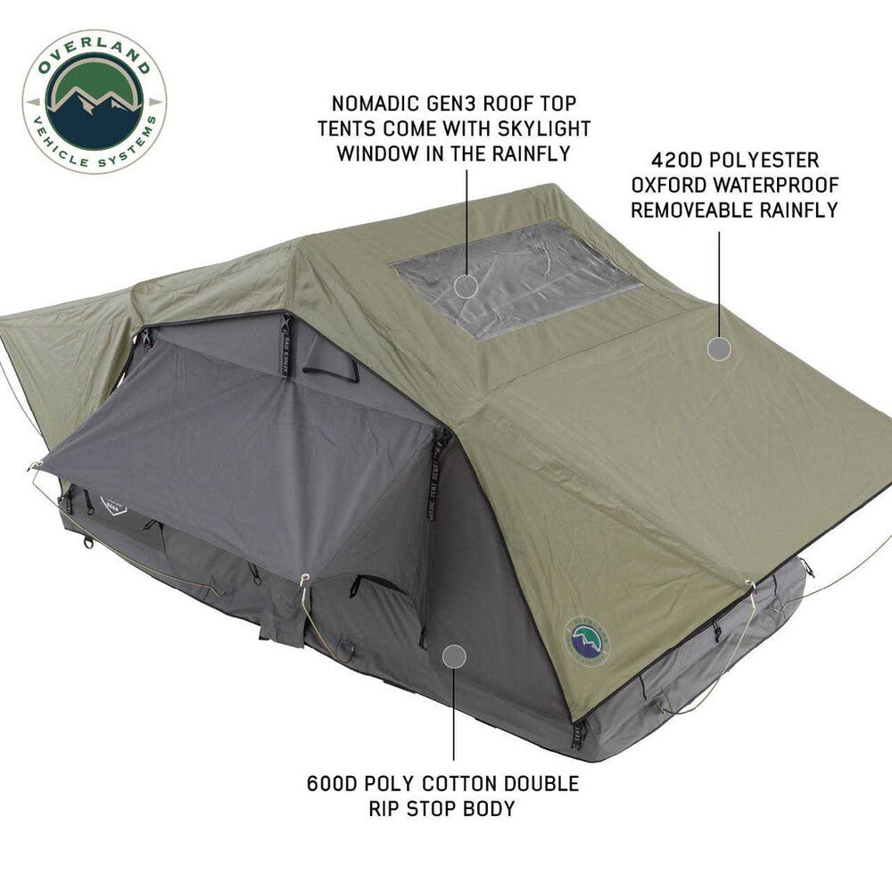 3 person roof top tents Overland Vehicle Systems 18439936 Nomadic 3 Standard Roof Top Tent
