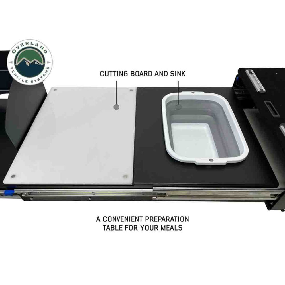 Overland Vehicle Systems Camp Cargo Box Kitchen With Slide Out Sink, Cooking Shelf and Work Station