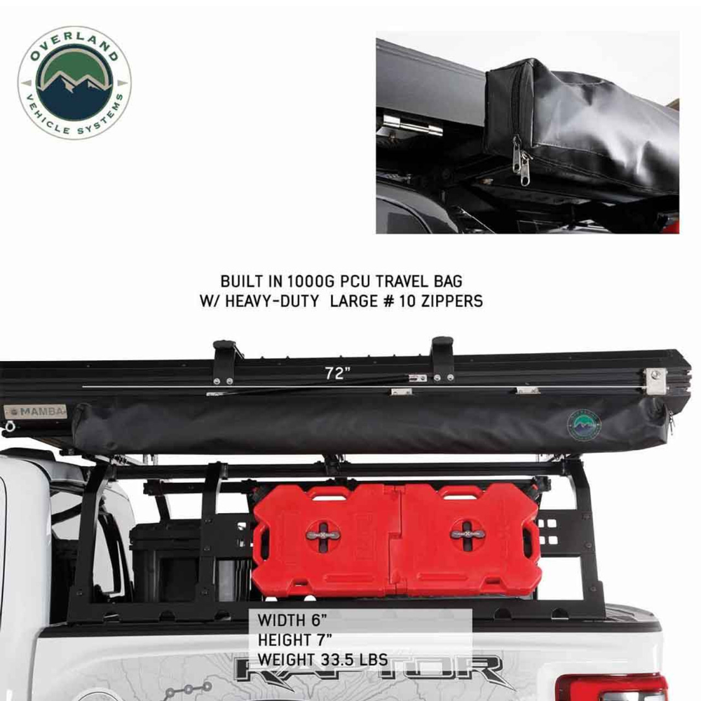 Overland Vehicle Systems HD Nomadic 180 LTE Awning - Dark Grey with Black Travel Cover Universal