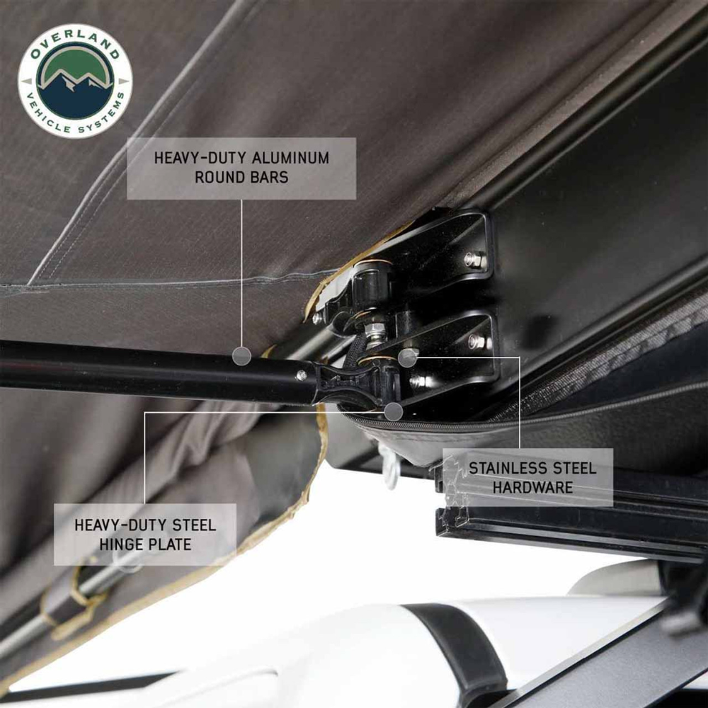 Overland Vehicle Systems HD Nomadic 180 LTE Awning - Dark Grey with Black Travel Cover Universal