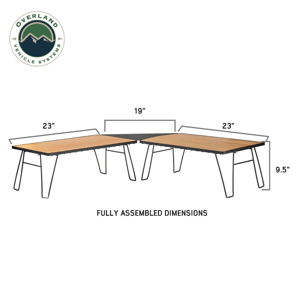 Overland Vehicle Systems Kick It Collapsible Camp Table - Wood Base & Storage Bag
