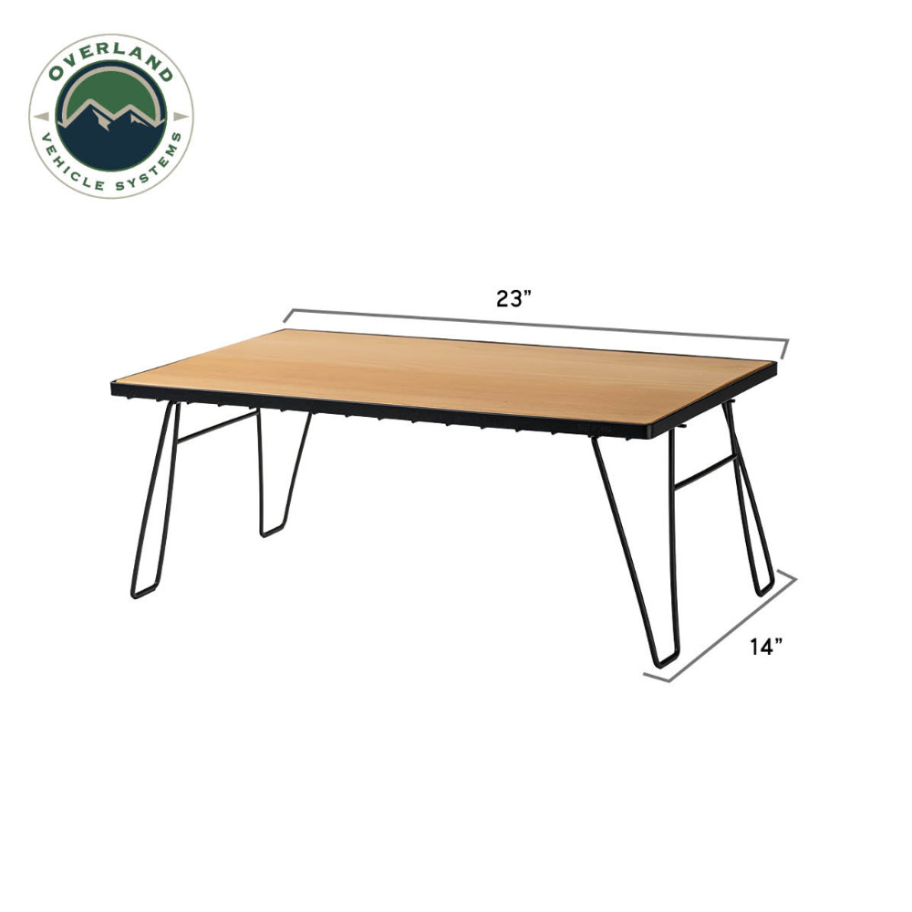 Overland Vehicle Systems Kick It Collapsible Camp Table - Wood Base & Storage Bag