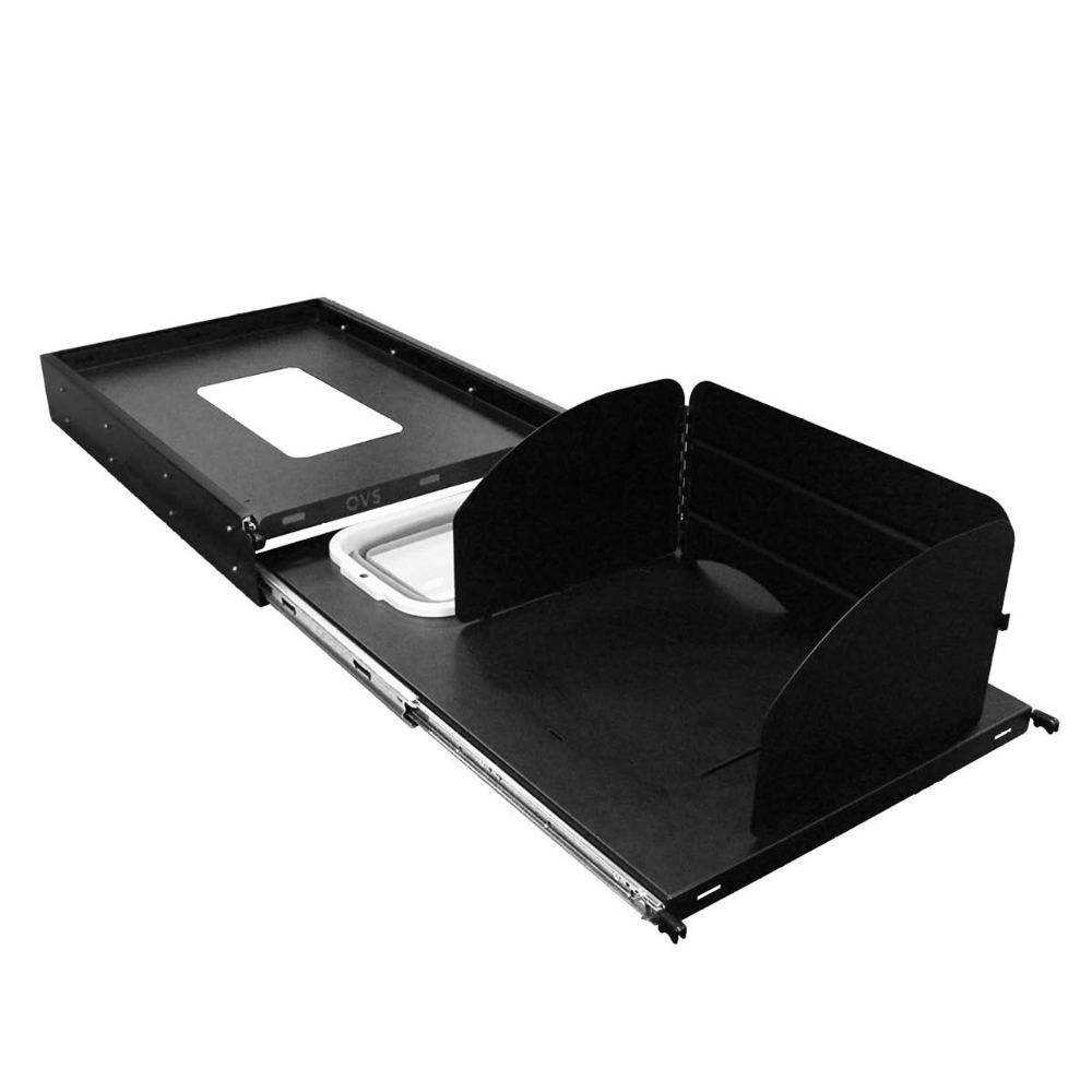 Overland Vehicle Systems Large Refrigerator Tray and Sink Slide - Black Powder Coat Universal