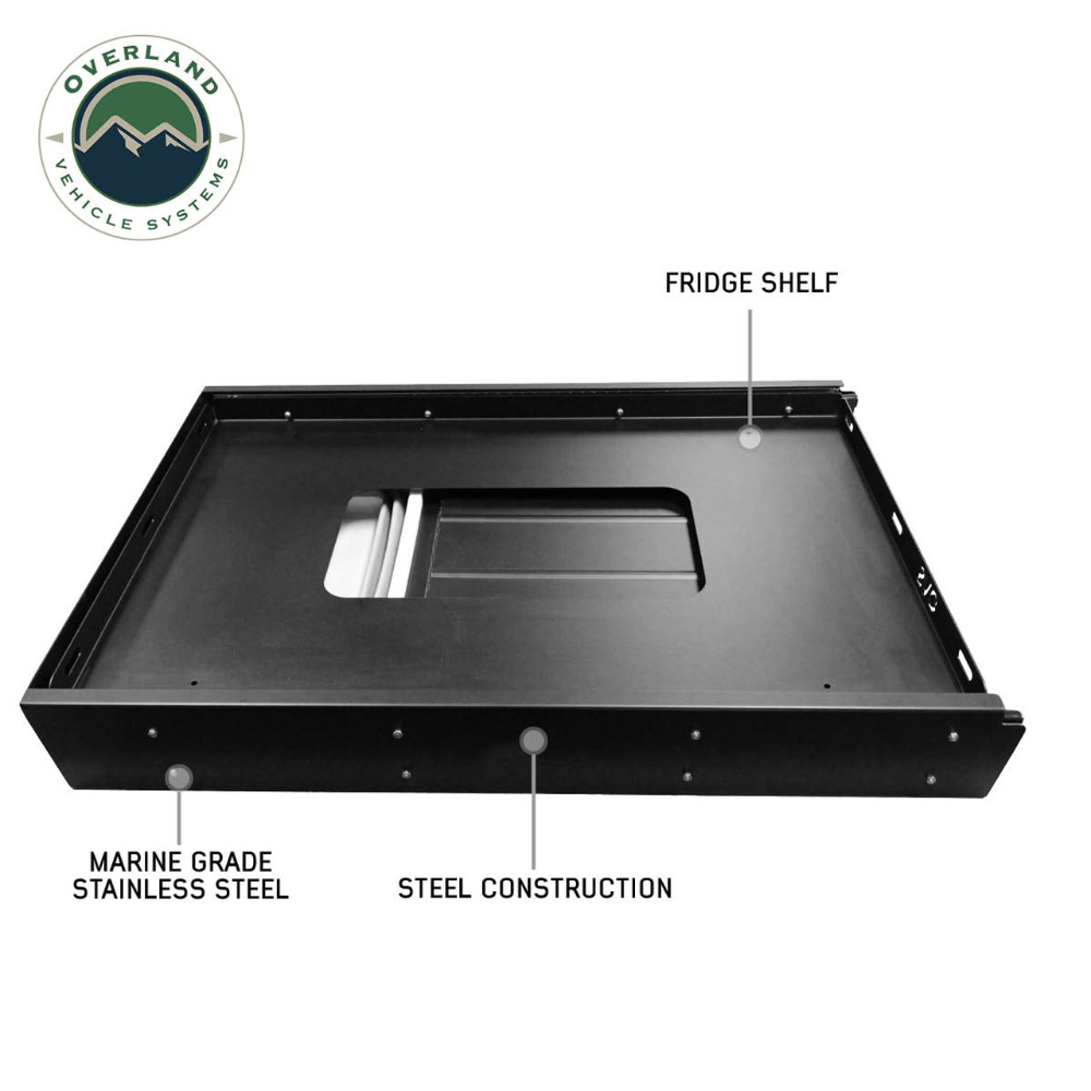 Overland Vehicle Systems Large Refrigerator Tray and Sink Slide - Black Powder Coat Universal