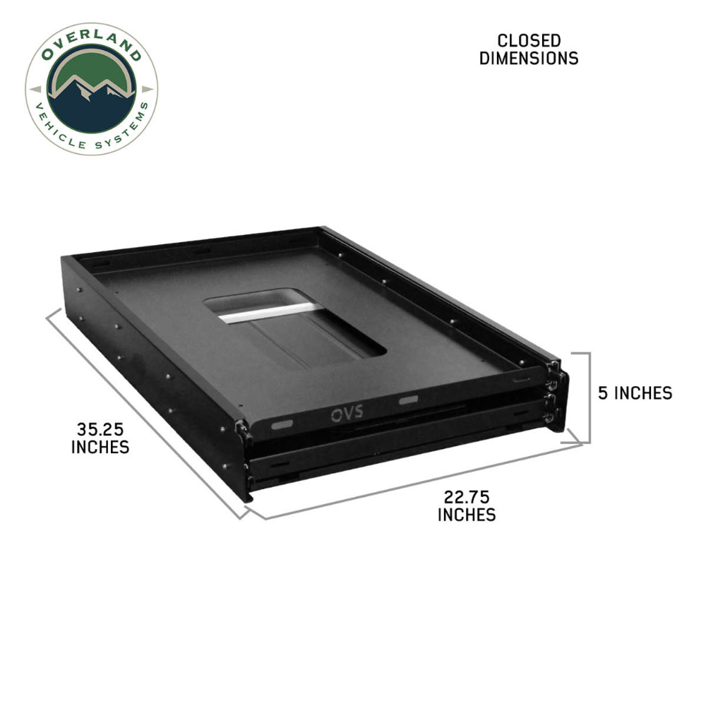 Overland Vehicle Systems Large Refrigerator Tray and Sink Slide - Black Powder Coat Universal