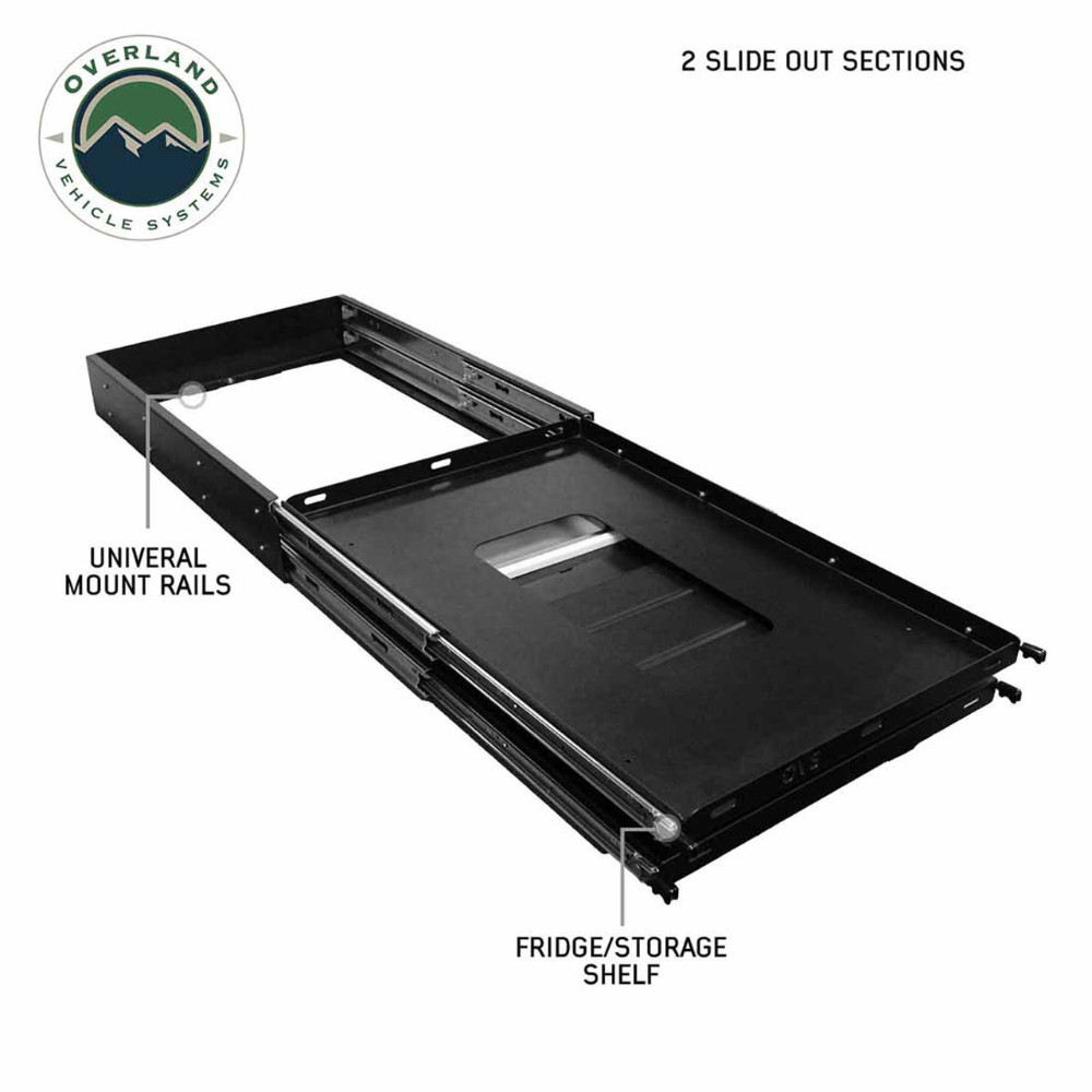 Overland Vehicle Systems Large Refrigerator Tray and Sink Slide - Black Powder Coat Universal