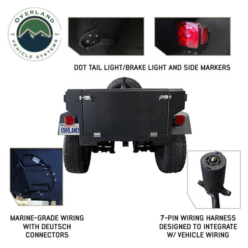 Overland Vehicle Systems Military Style Off Road Trailer With Full Articulating Suspension - rear features view
