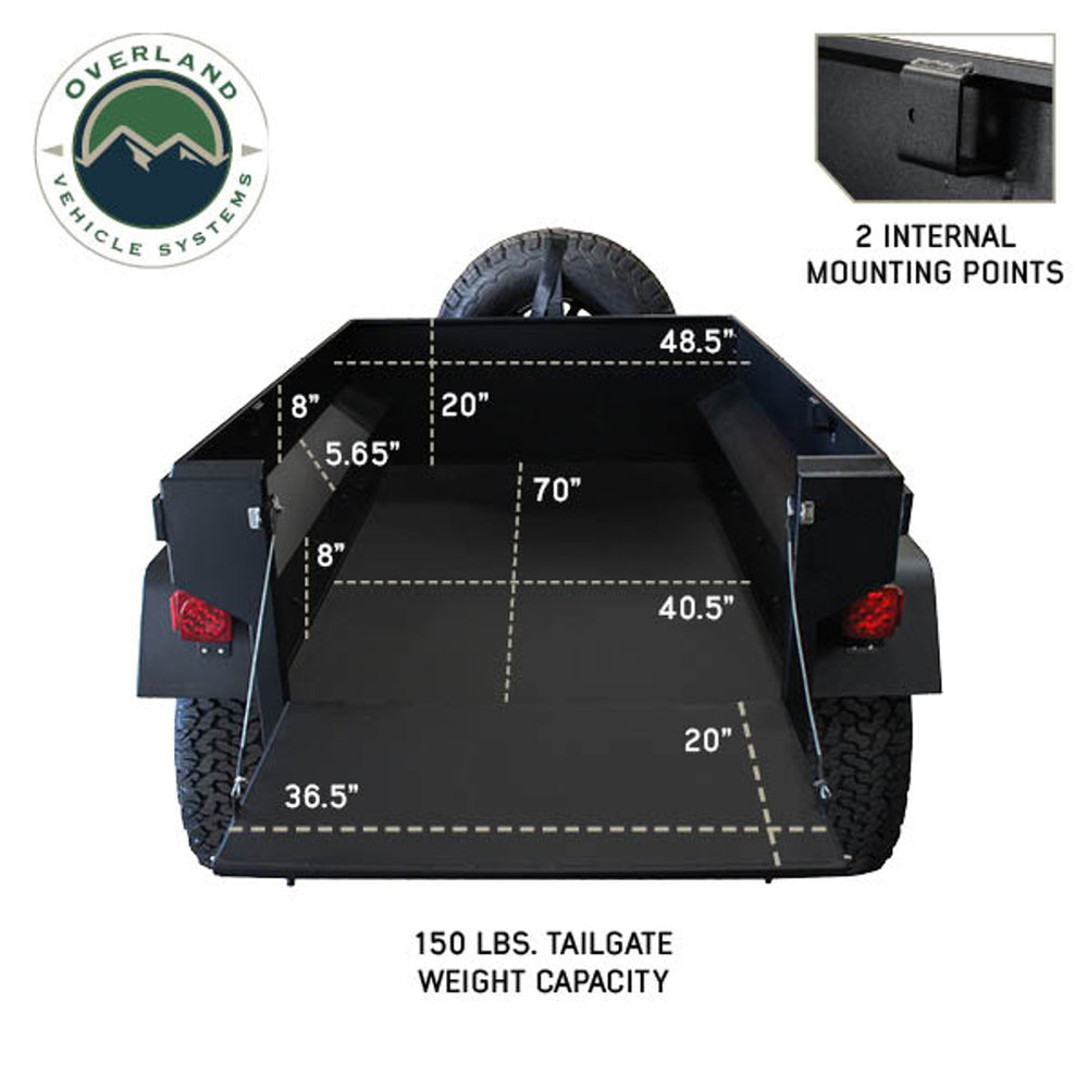 Overland Vehicle Systems Military Style Off Road Trailer With Full Articulating Suspension - tub dimensions view