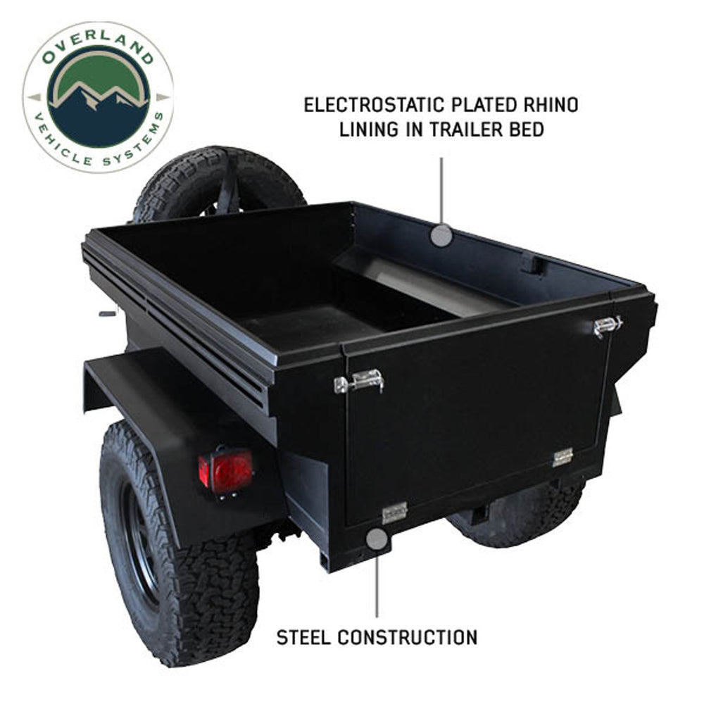 Overland Vehicle Systems Military Style Off Road Trailer With Full Articulating Suspension - rhino lining view

