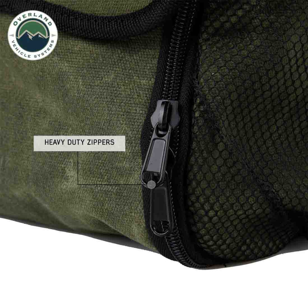 Overland Vehicle Systems Overnight Bag with Handle & Straps - #16 Waxed Canvas Storage