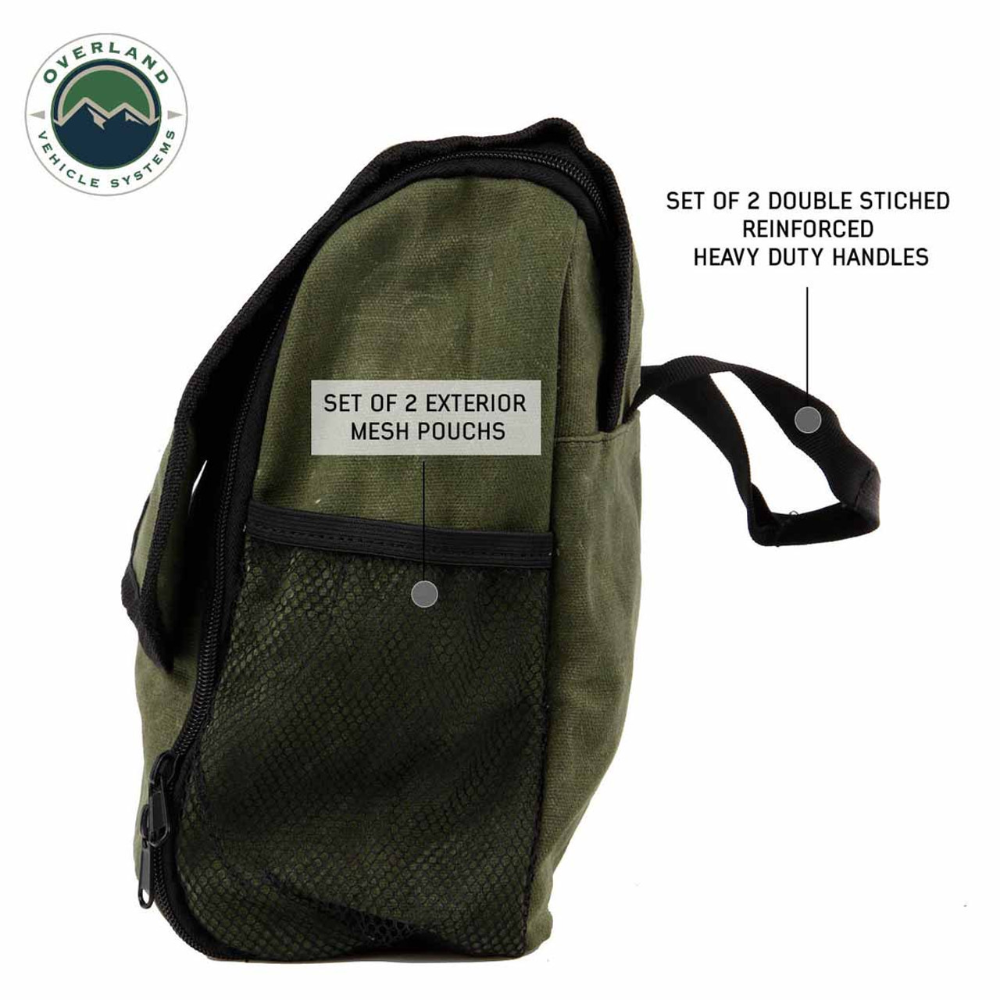 Overland Vehicle Systems Overnight Bag with Handle & Straps - #16 Waxed Canvas Storage