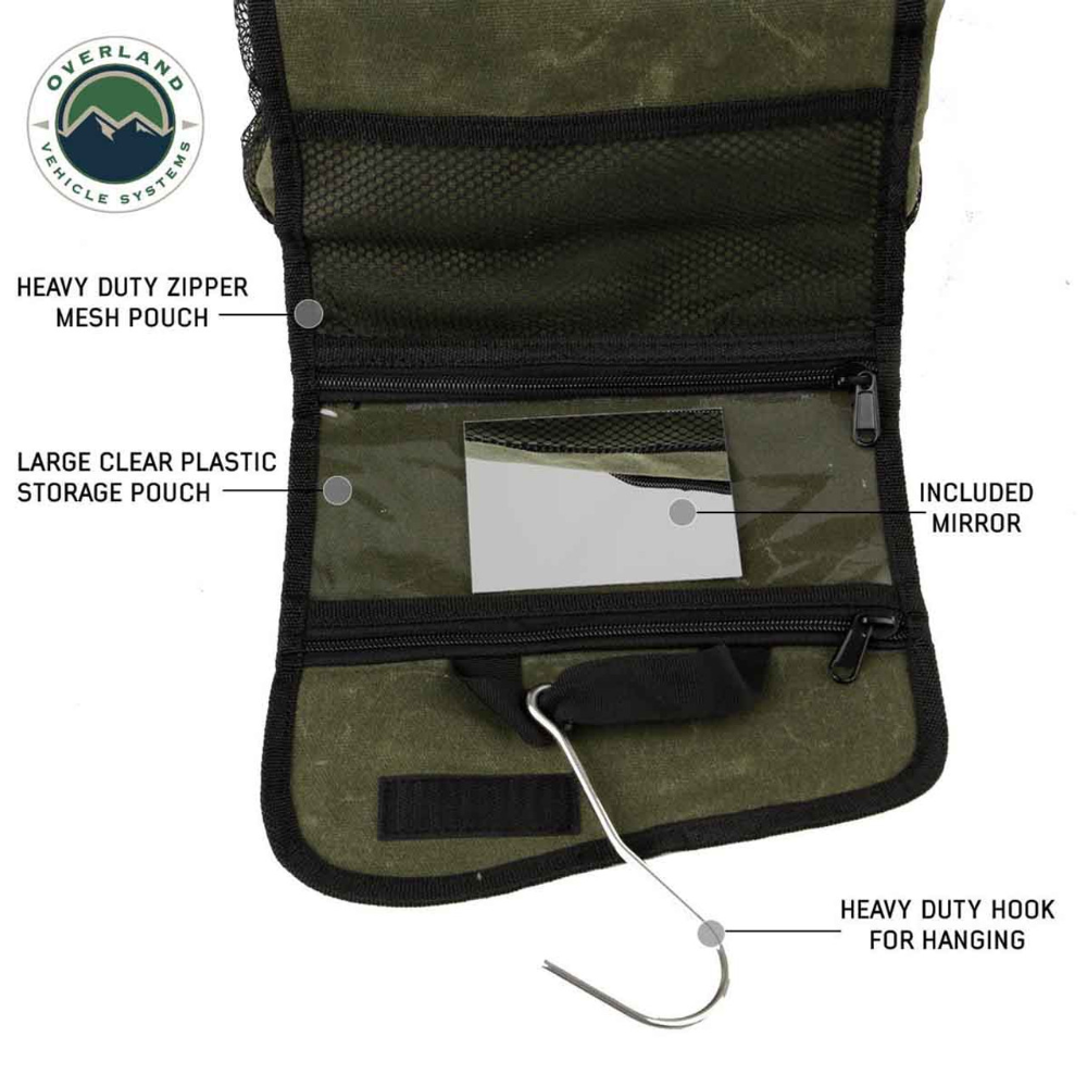 Overland Vehicle Systems Overnight Bag with Handle & Straps - #16 Waxed Canvas Storage