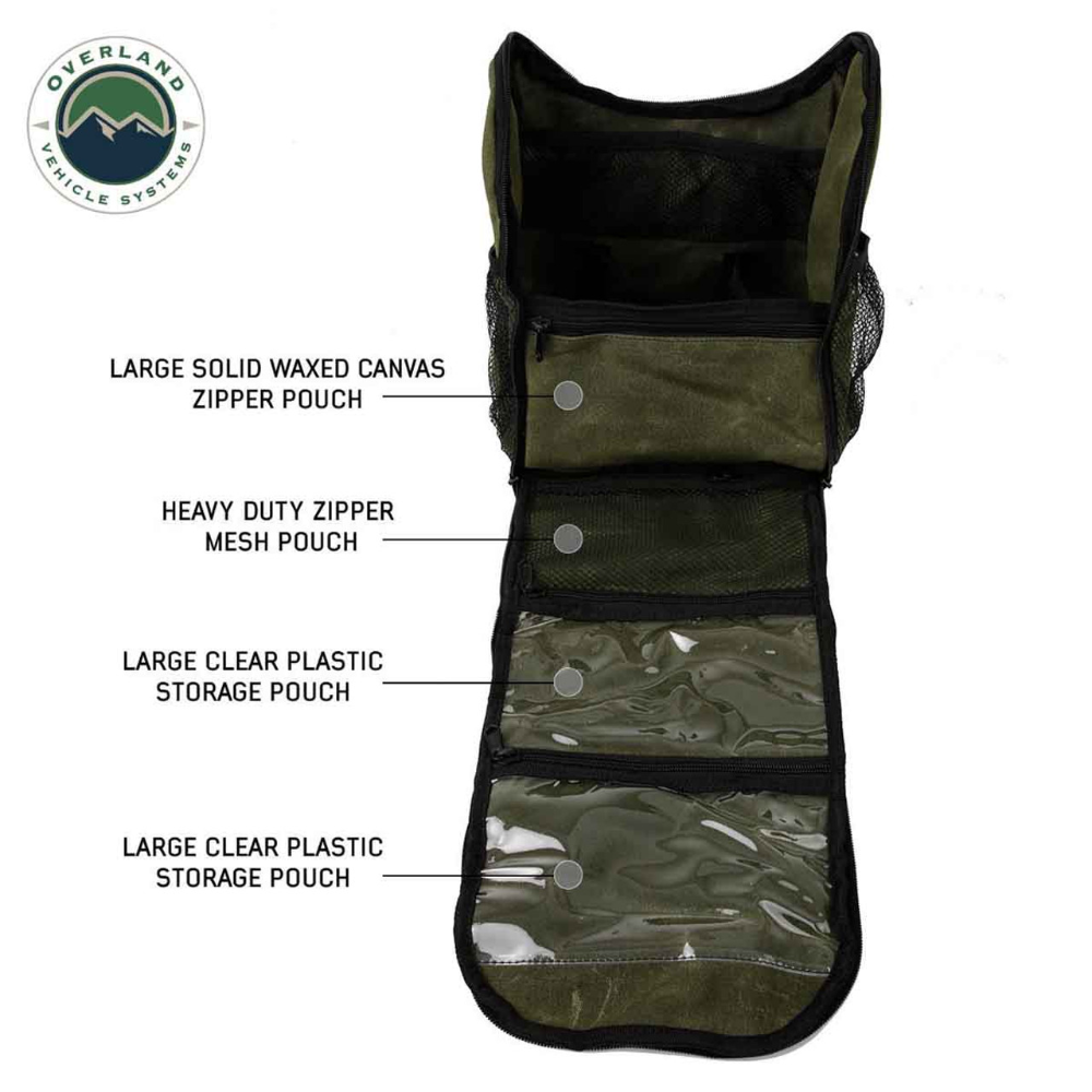 Overland Vehicle Systems Overnight Bag with Handle & Straps - #16 Waxed Canvas Storage