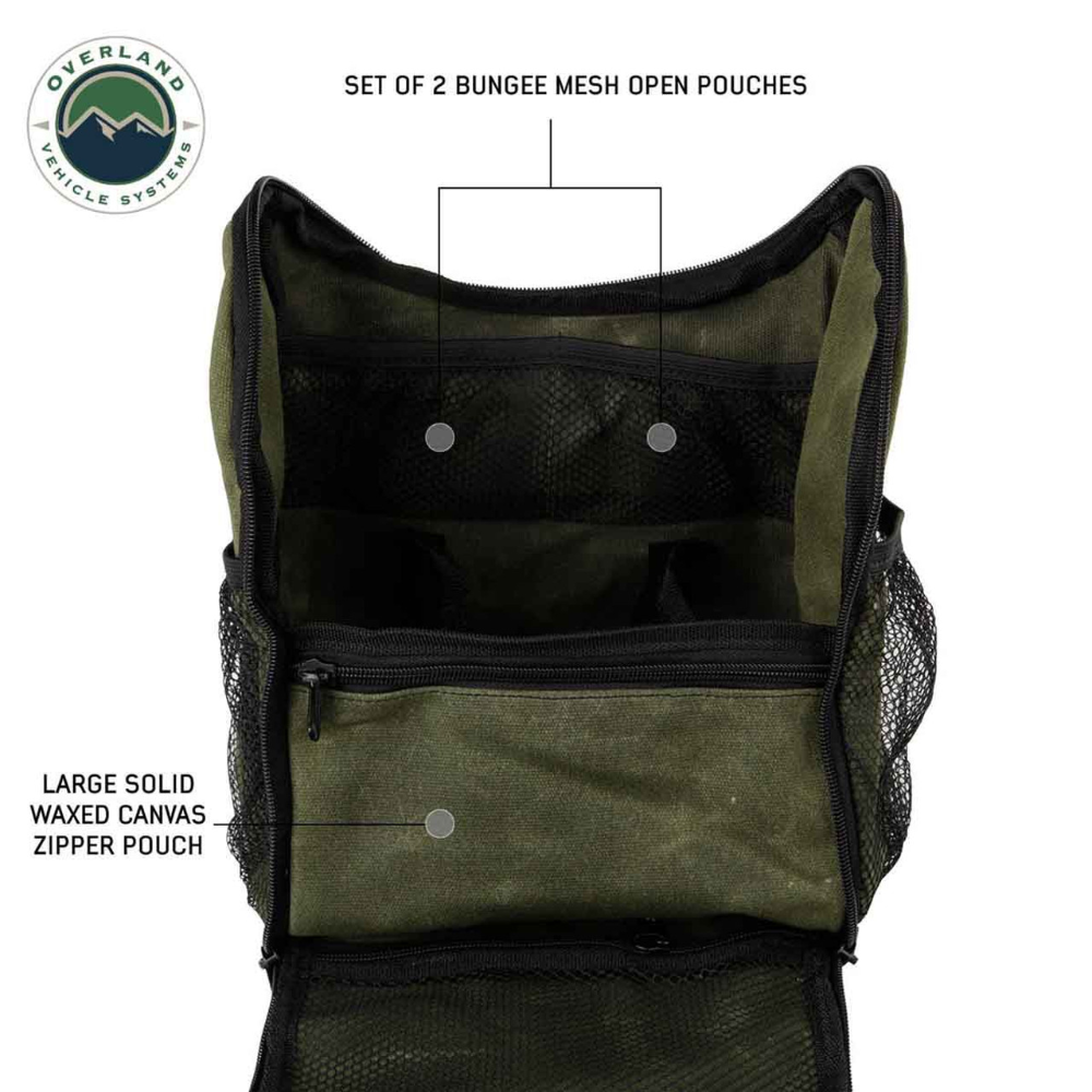 Overland Vehicle Systems Overnight Bag with Handle & Straps - #16 Waxed Canvas Storage