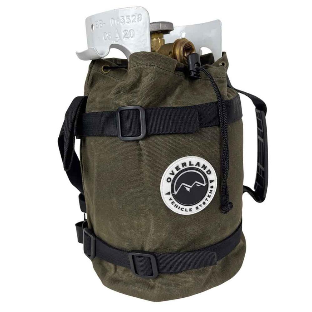 Overland Vehicle Systems Propane Bag with Handle & Straps - #16 Waxed Canvas Storage