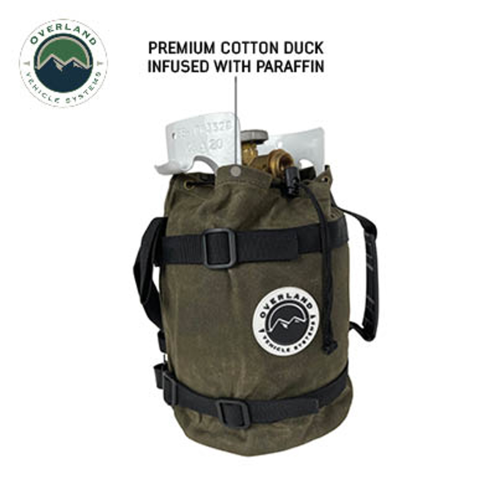Overland Vehicle Systems Propane Bag with Handle & Straps - #16 Waxed Canvas Storage