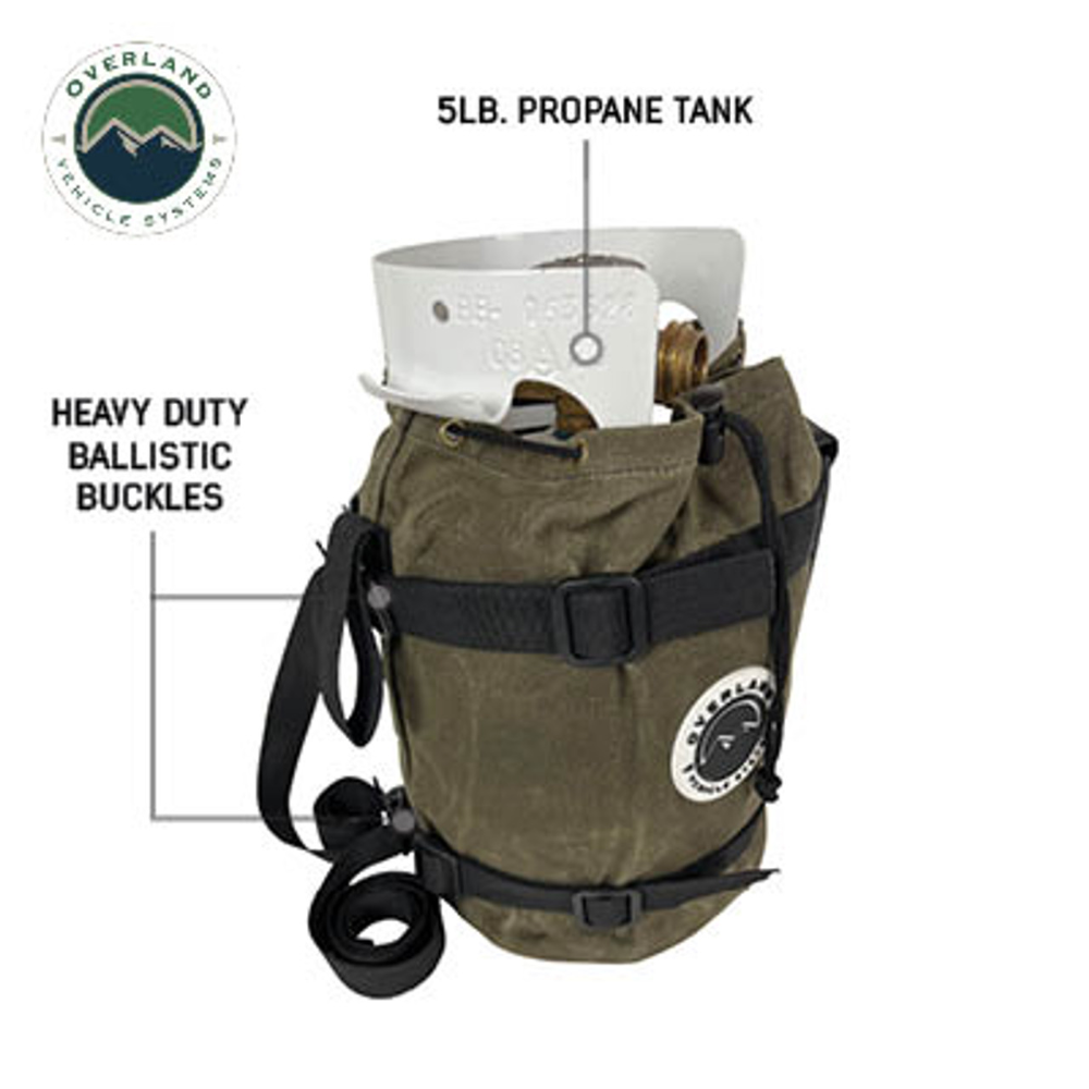 Overland Vehicle Systems Propane Bag with Handle & Straps - #16 Waxed Canvas Storage