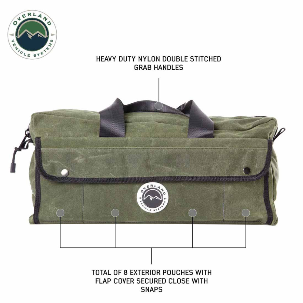 Overland Vehicle Systems Small Duffle Bag with Handle & Straps - #16 Waxed Canvas Storage