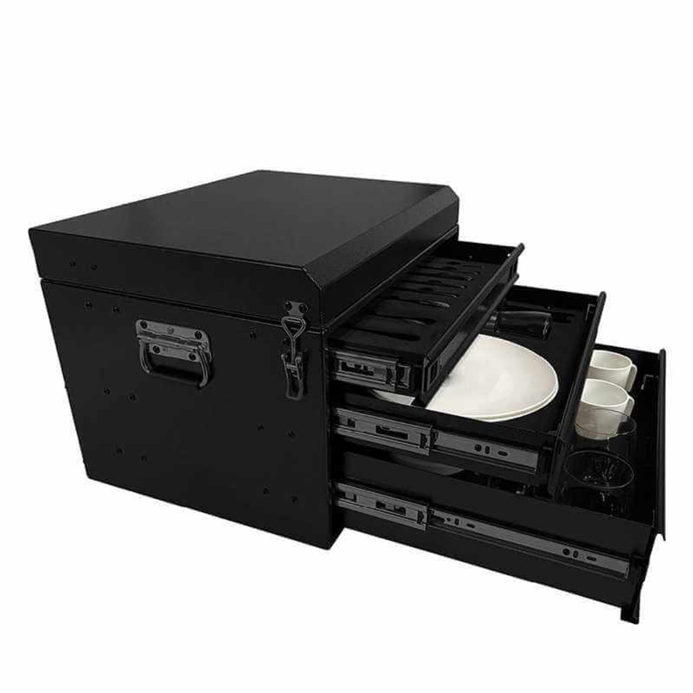 Overland Vehicle Systems Ultimate 39 Piece Utensil Set - Black Powder Coat Universal
