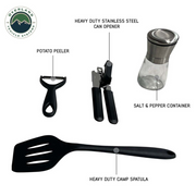 Overland Vehicle Systems Ultimate 39 Piece Utensil Set - Black Powder Coat Universal