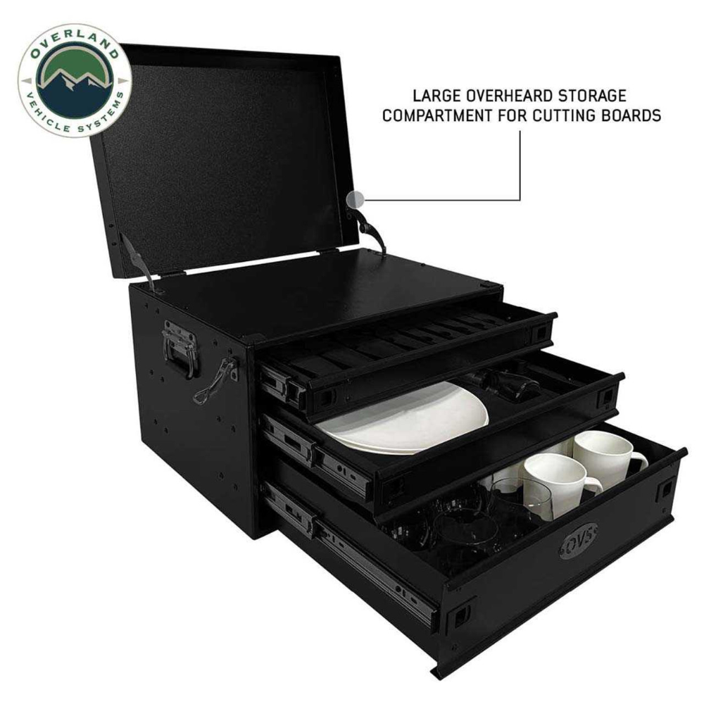 Overland Vehicle Systems Ultimate 39 Piece Utensil Set - Black Powder Coat Universal