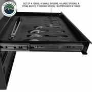 Overland Vehicle Systems Ultimate 39 Piece Utensil Set - Black Powder Coat Universal