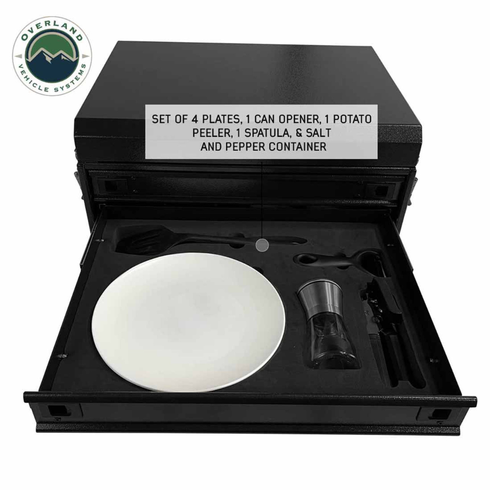 Overland Vehicle Systems Ultimate 39 Piece Utensil Set - Black Powder Coat Universal
