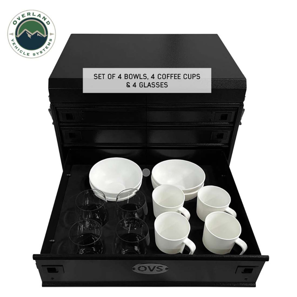 Overland Vehicle Systems Ultimate 39 Piece Utensil Set - Black Powder Coat Universal