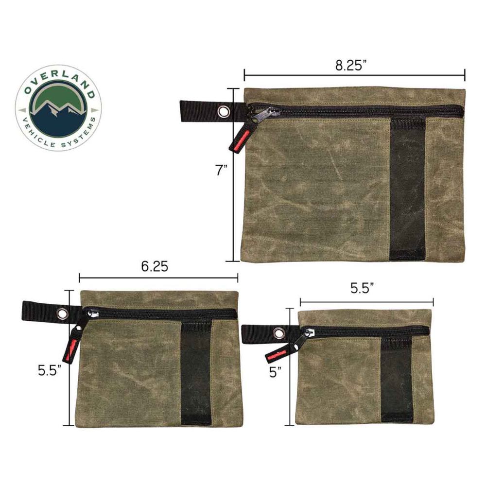 Overland Vehicle Systems Small Size 3-Bag Set of Storage Bags - #12 Waxed Canvas